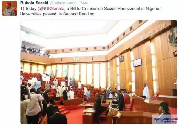 Bill To Criminalise Sexual Harassment In Nigerian Universities Passes 2nd Reading In The Senate